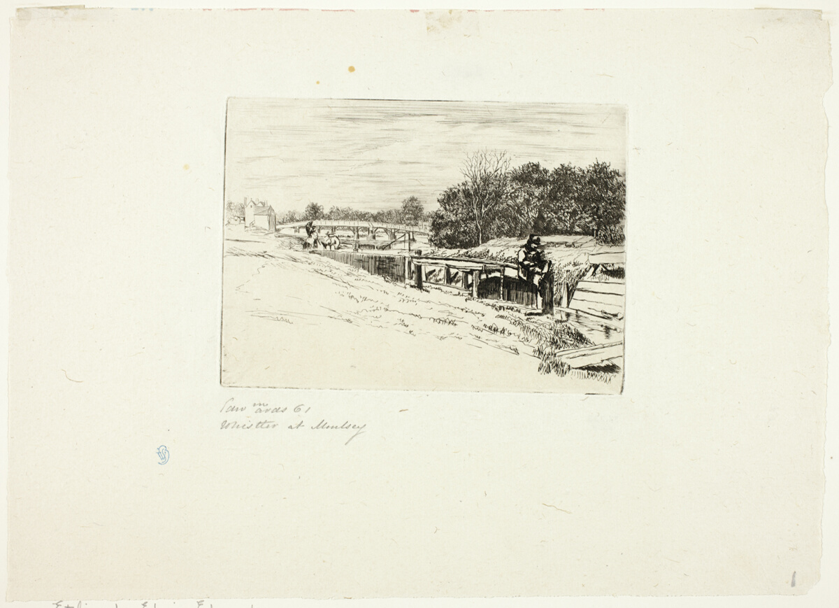 Whistler Sketching at Moulsey Lock, selected for an article about does boredom cause cheating.
